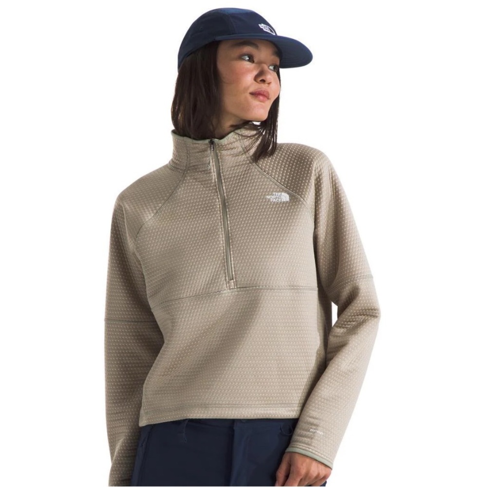The North Face Dot Knit Thermal 1/4 Zip Jacket, Women's Sz S Clay Grey NWT $100